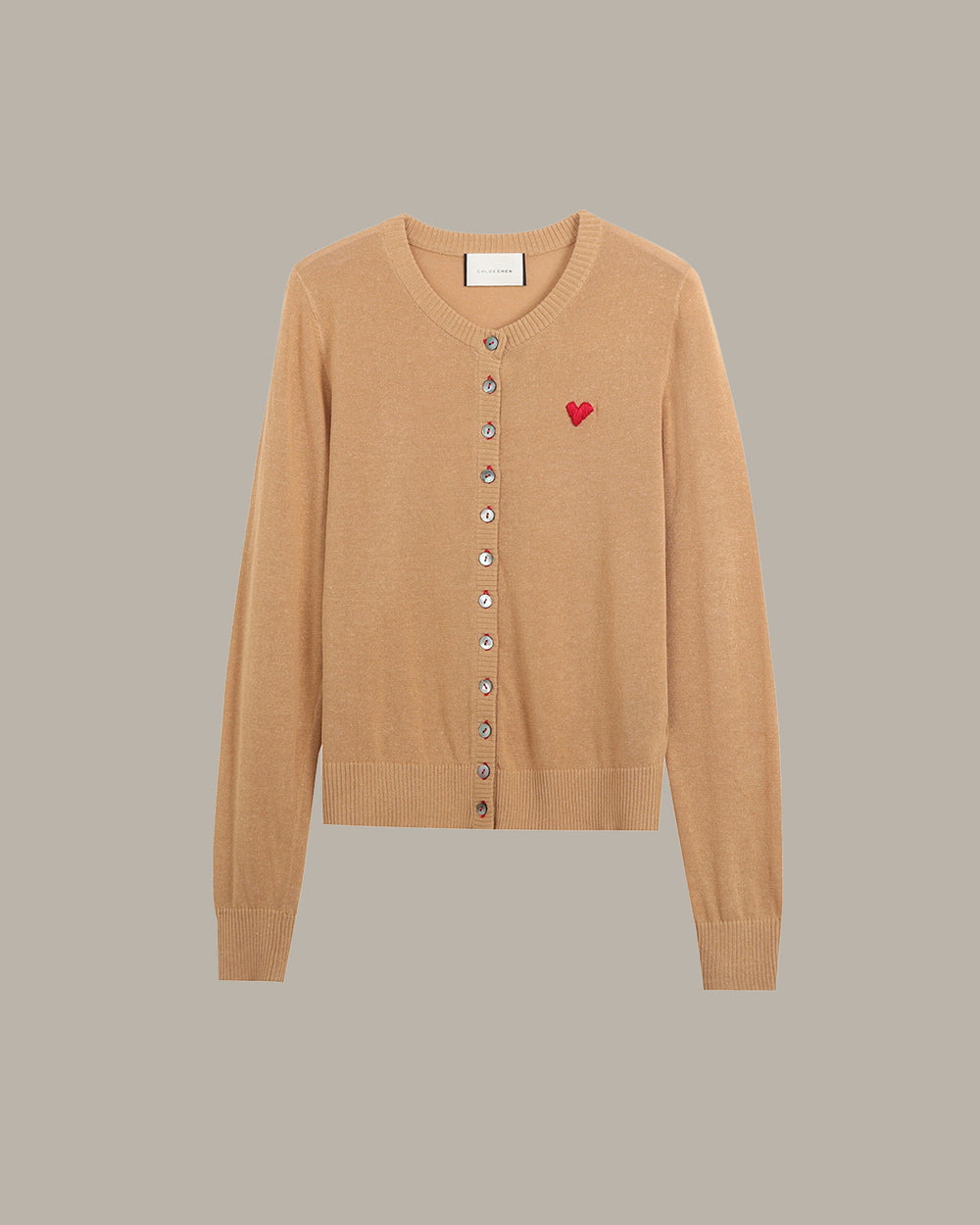 Heart Embroidered Knit Cardigan
