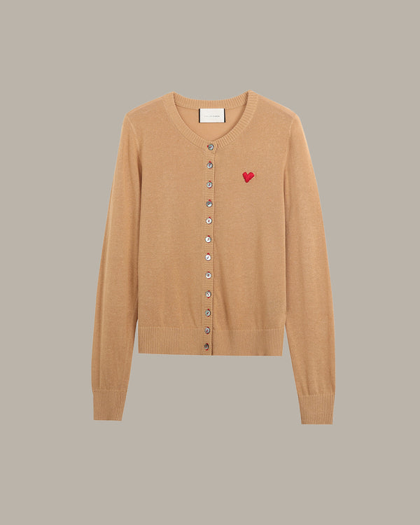 Heart Embroidered Knit Cardigan