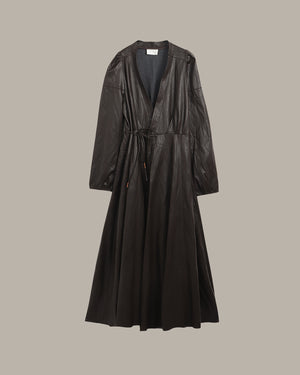 High Slit Leather Maxi Dress