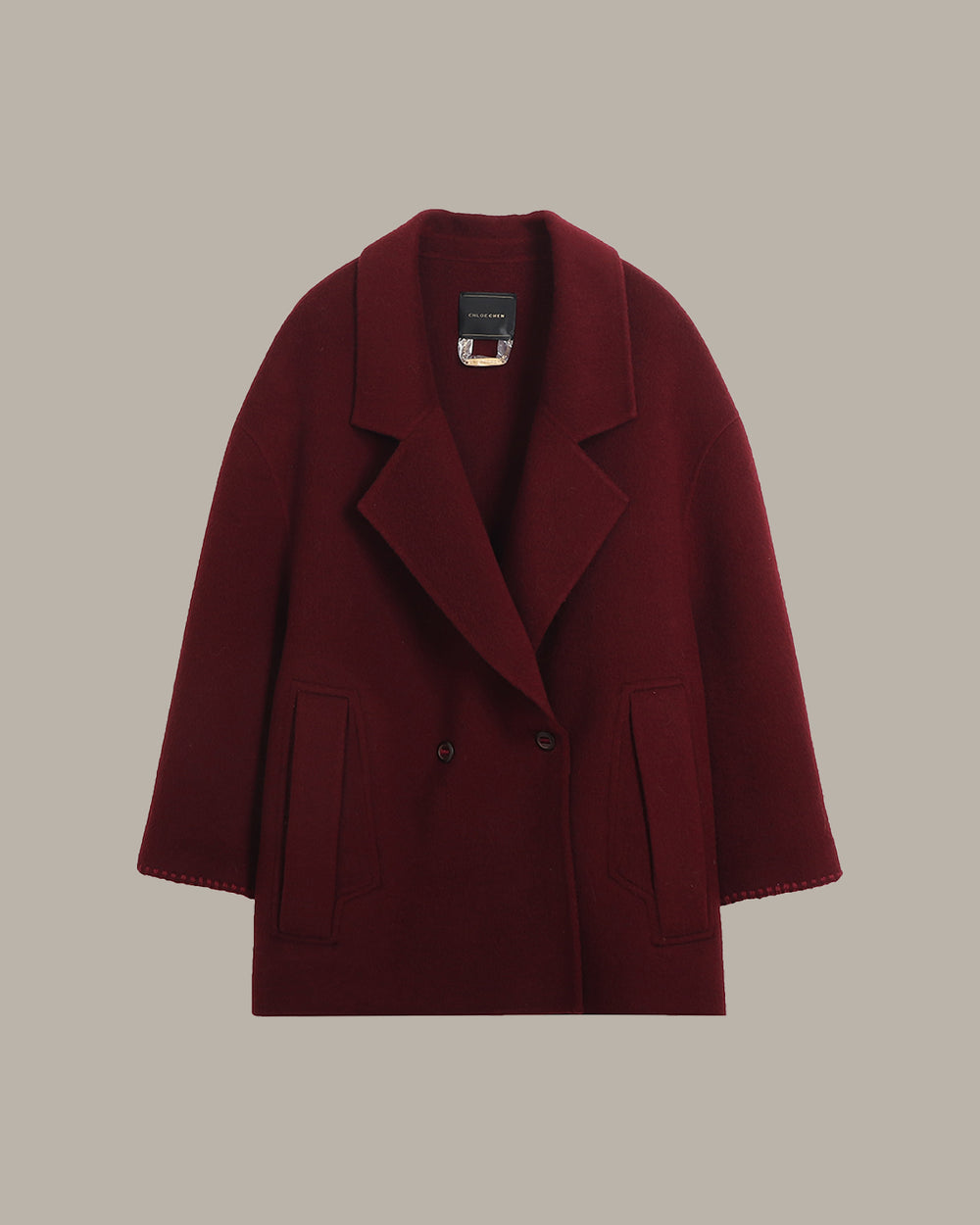 戗驳领中长款大衣