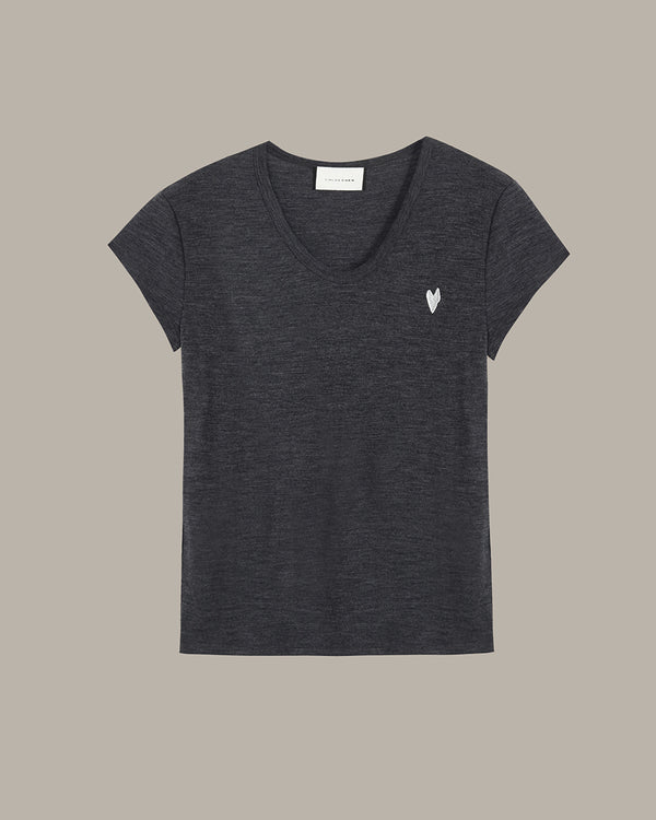 Heart Embroidery Wool T-Shirt