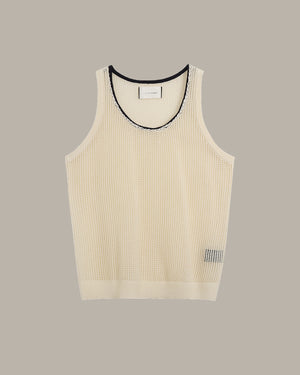Contrast Trim Mesh Knit Tank Top