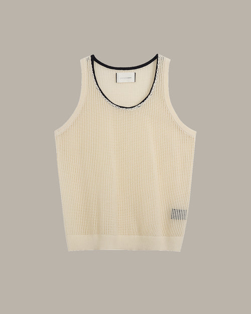 Contrast Trim Mesh Knit Tank Top