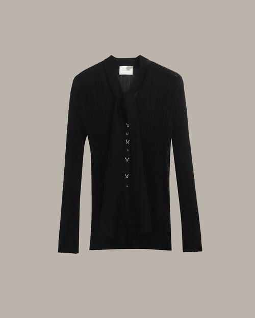 褶皺針織開襟外套