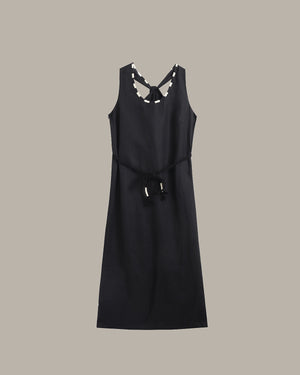 Detailed Neckline Midi Dress