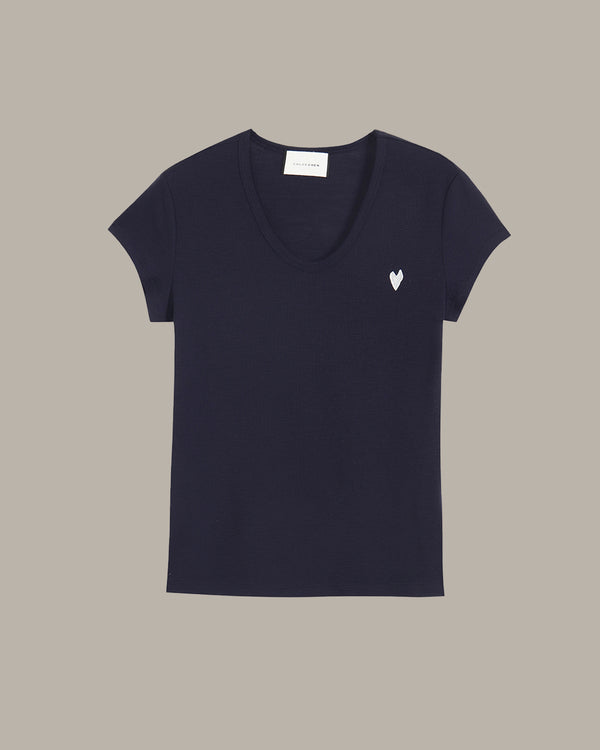 Heart Embroidery Wool T-Shirt