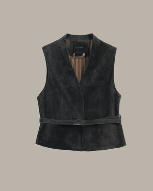 Suede Leather Vest with Belt
