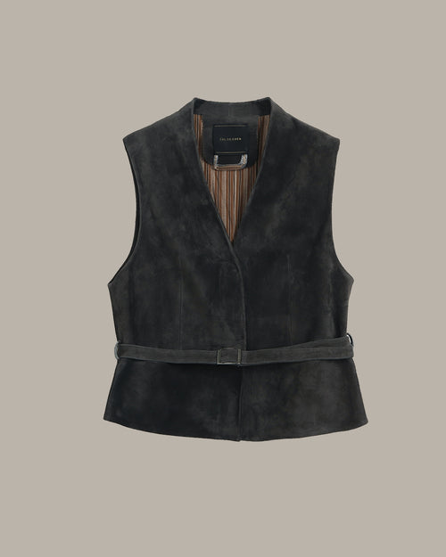 Suede Leather Vest with Belt