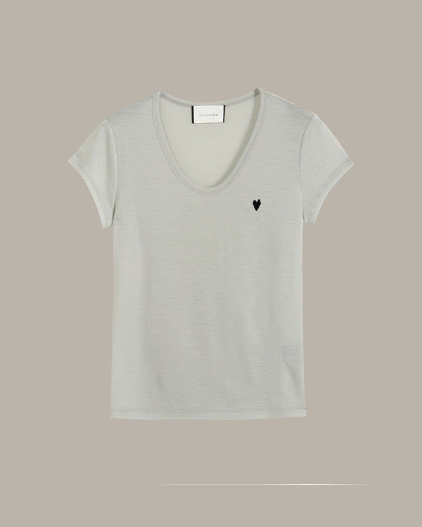 Heart Embroidery Wool T-Shirt