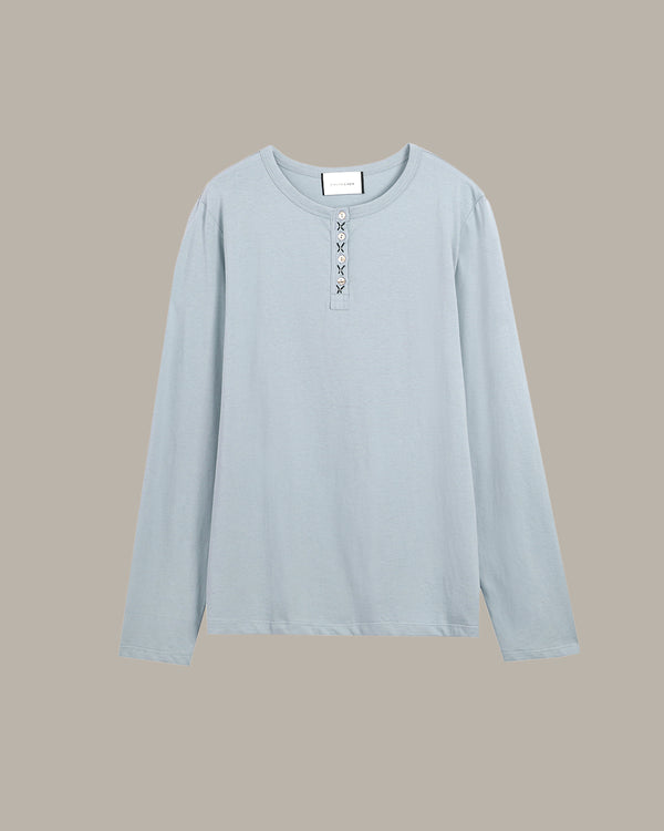 Cross-Stitched Placket Top