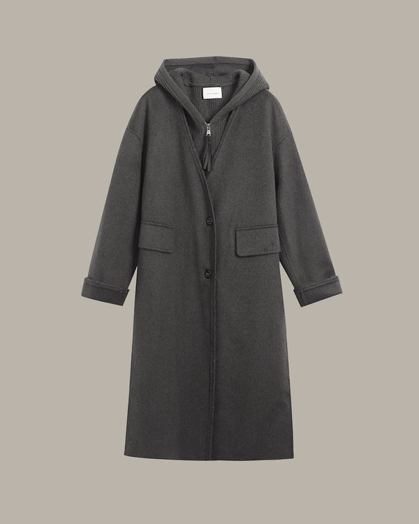 Two-Piece Zip-Up Hooded Overcoat