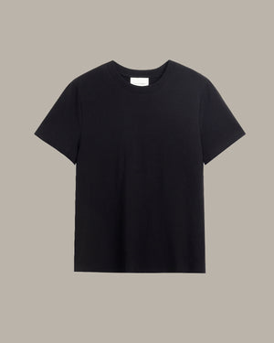Black t-shirt on a beige background