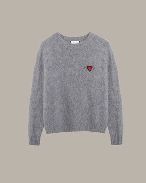 Embroidered Wool Round Neck Jumper