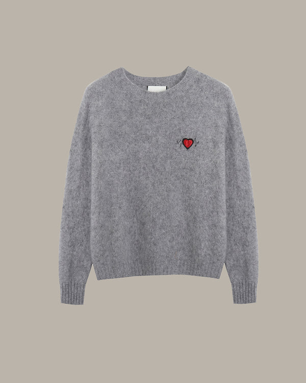 Embroidered Wool Round Neck Jumper