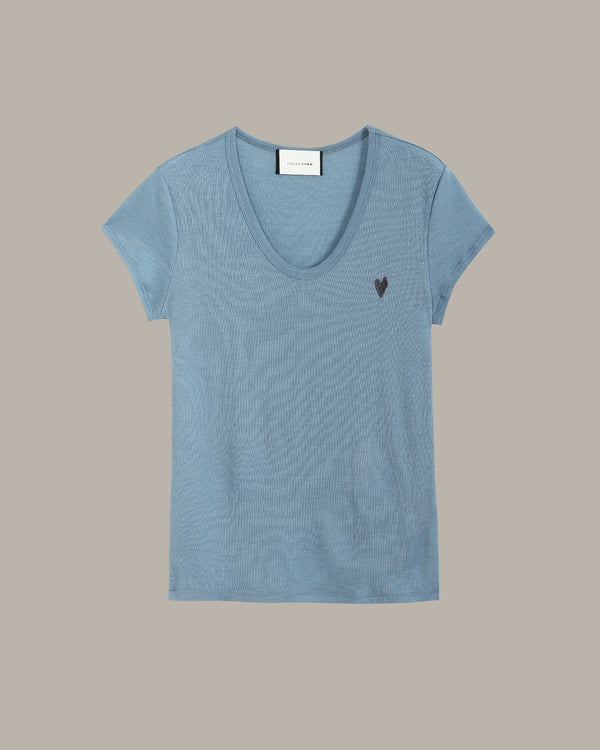 Heart Embroidery Wool T-Shirt