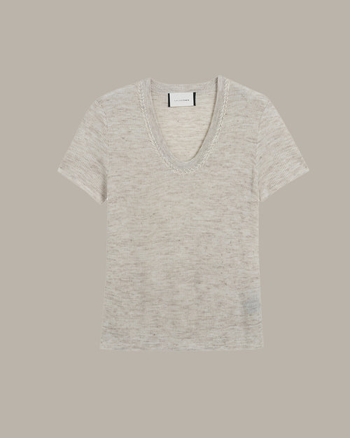 裝飾領口針織上衣