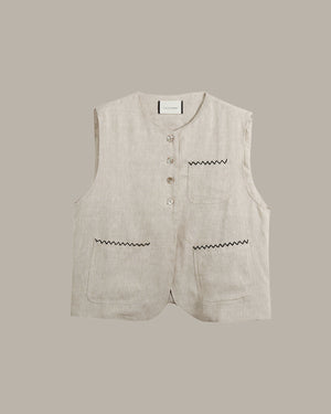 100% Linen Stitched Vest
