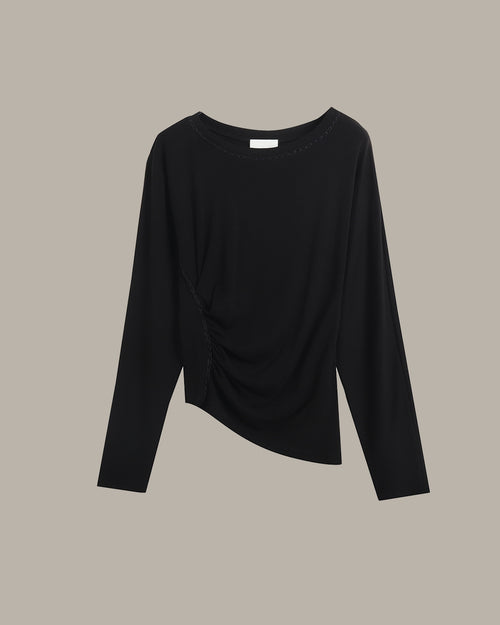 不對稱垂墜鏈條細節上衣