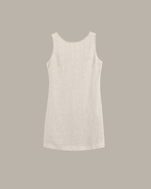 linen sleeveless dress on a beige background