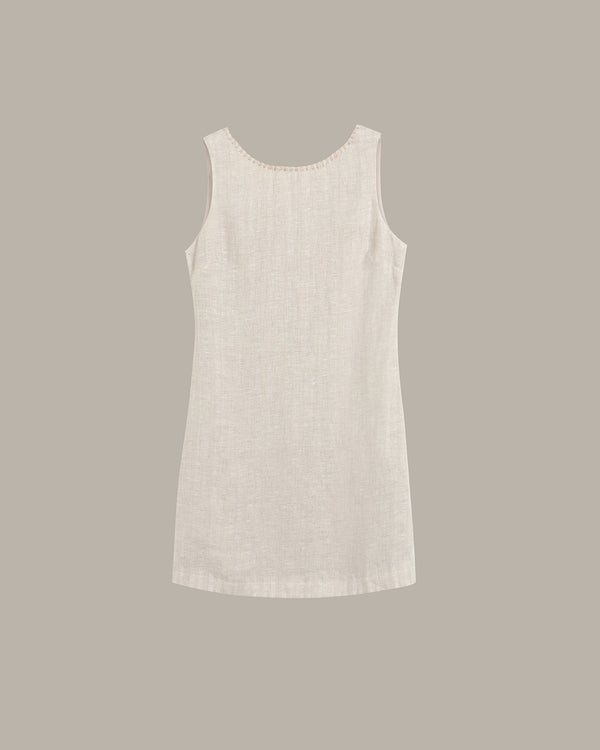 linen sleeveless dress on a beige background