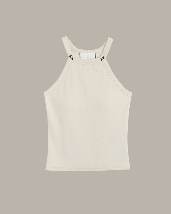 White tank top on a light gray background