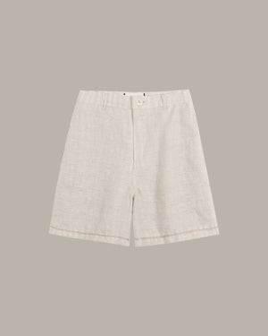 Light gray shorts on a beige background