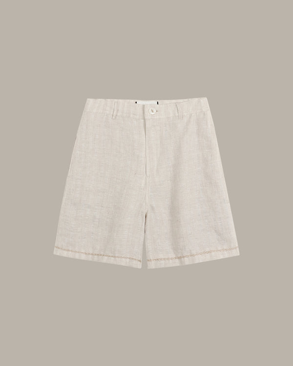 Light gray shorts on a beige background