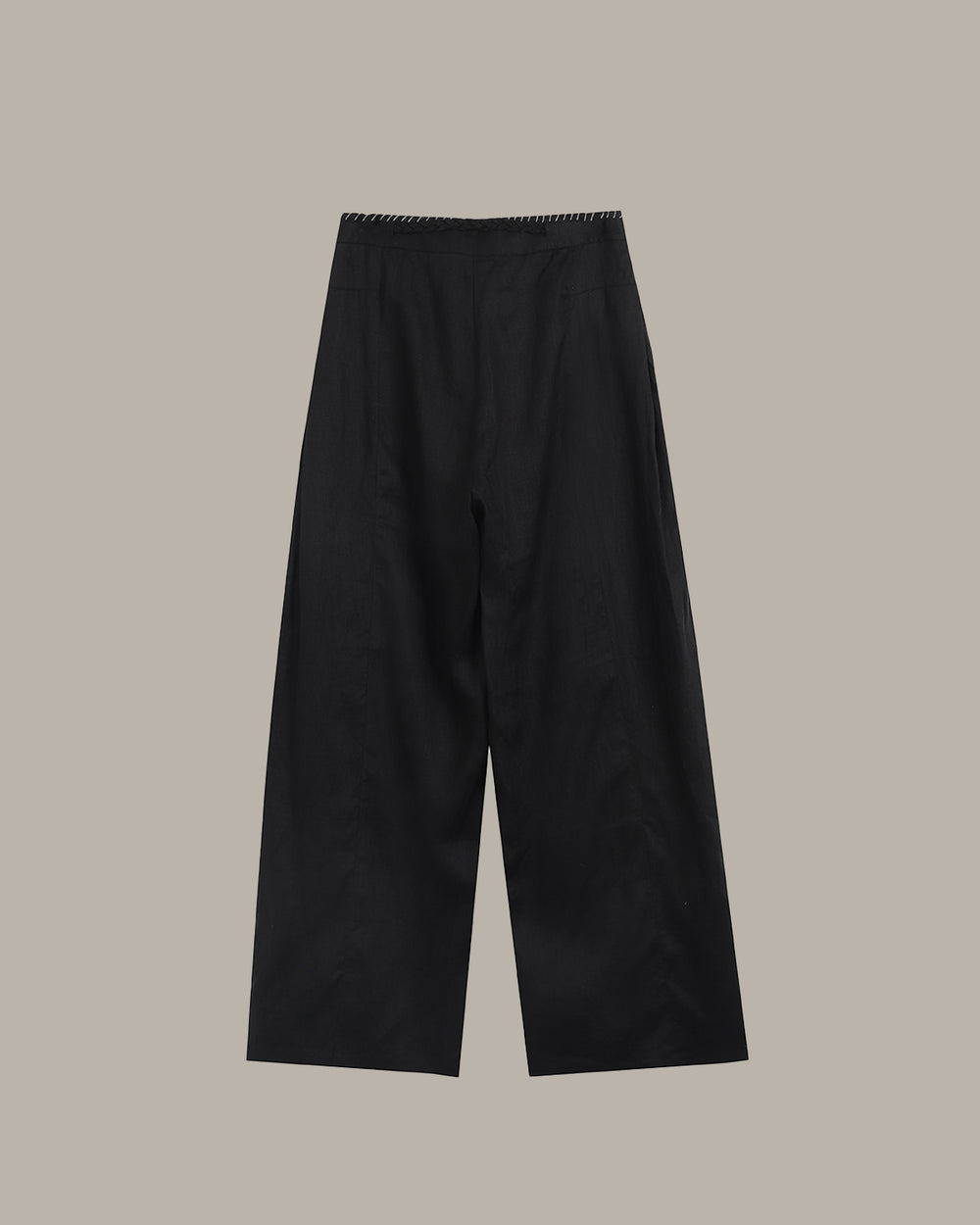 Braided-Drawstring Waist Linen Pant