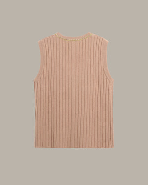 V-Neck Ribbed Knit Vest