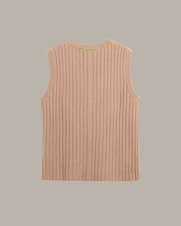 V-Neck Ribbed Knit Vest