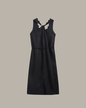 Detailed Neckline Midi Dress