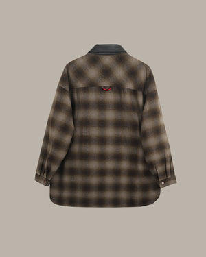 Contrast Collar Plaid Shirt Jacket