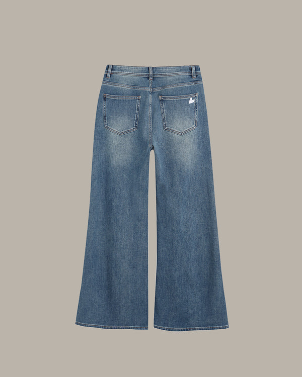 Heart Embroidered Flared Jeans