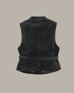Suede Leather Vest with Belt