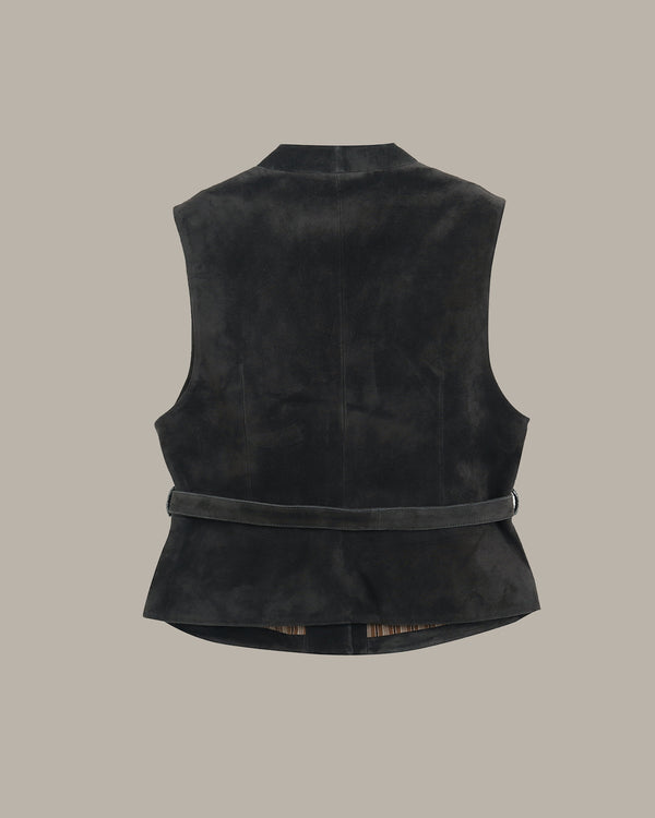 Suede Leather Vest with Belt