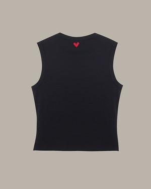 Heart Embroidery Ribbed Knit Tank Top