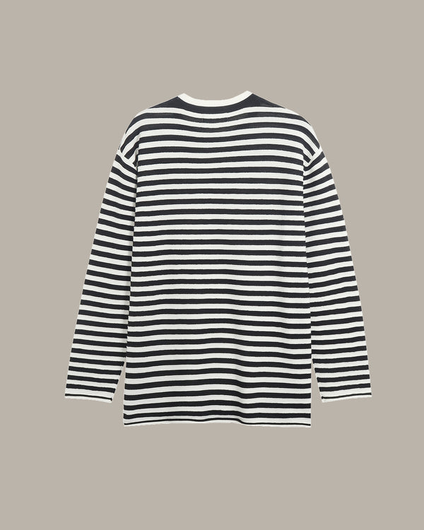 Heart Embroidered Stripe Knit Top