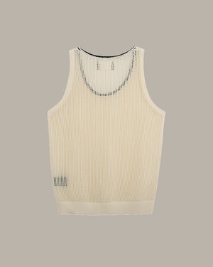 Contrast Trim Mesh Knit Tank Top