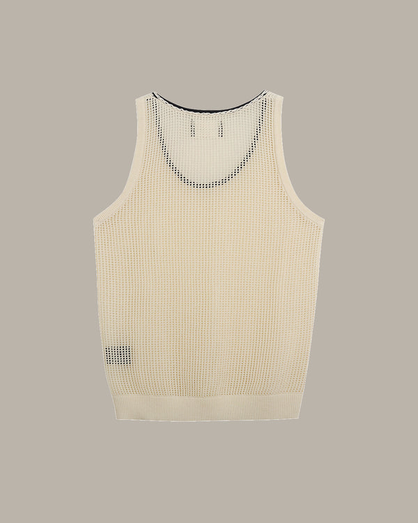 Contrast Trim Mesh Knit Tank Top