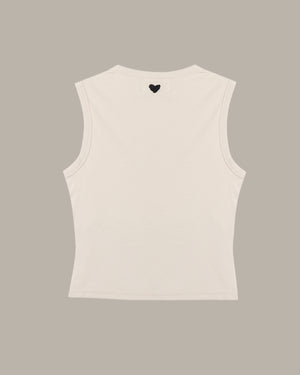 Heart Embroidery Ribbed Knit Tank Top