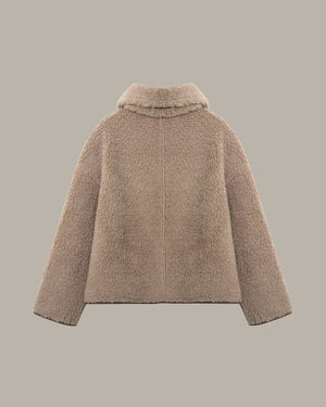 Fuax Shearling Coat With Scarf