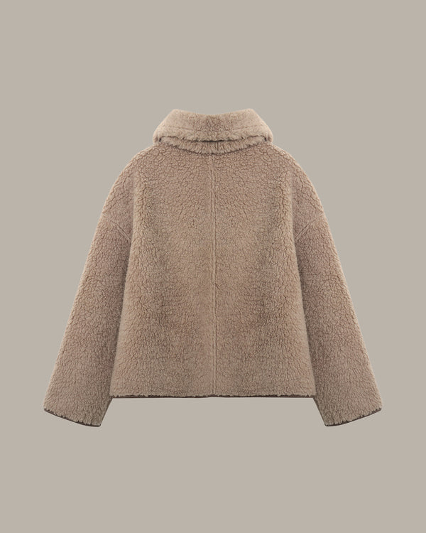 Fuax Shearling Coat With Scarf