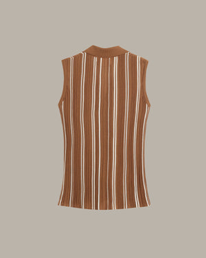 [E] Striped Sleeveless Knit Top