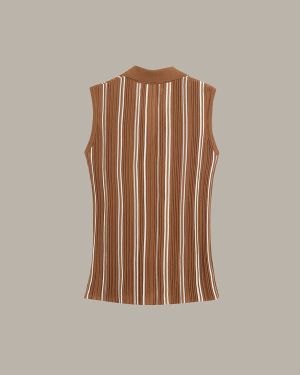 [E] Striped Sleeveless Knit Top