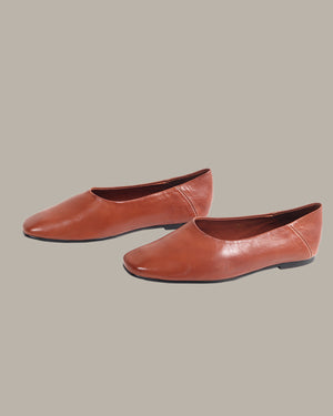 Cecilia Square-Toe Leather Flats