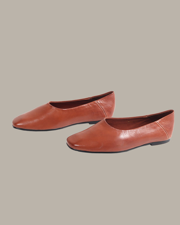 Cecilia Square-Toe Leather Flats