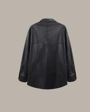 Contrast Stitch Detail Leather Blouse