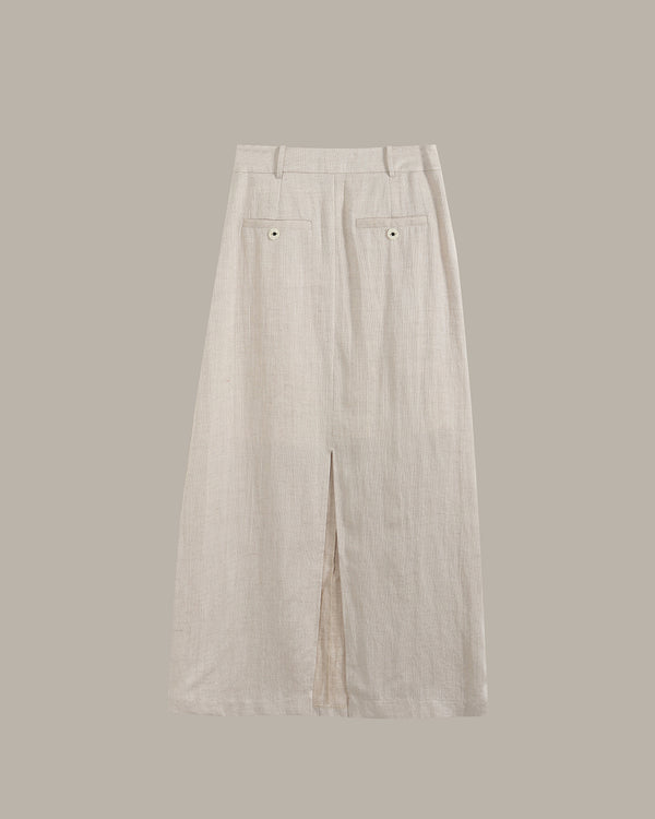 Light beige pants on a plain background