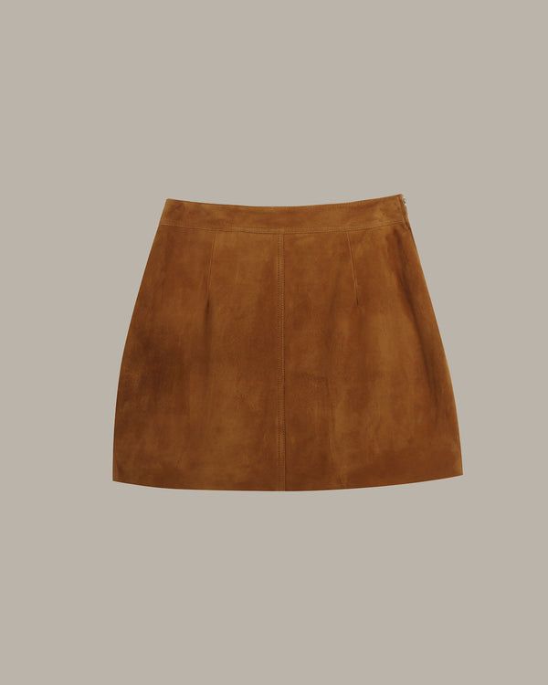 A-Line Short Suede Skirt