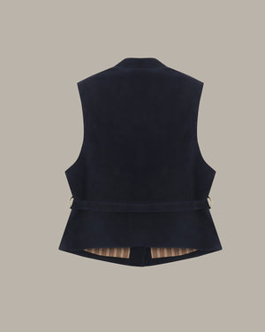 Suede Leather Vest with Belt